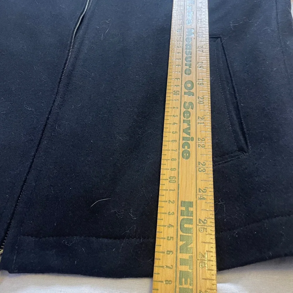 Tommy Hilfiger Jacket Mens Small Black Wool Blend Quilted Bib Zip Up Peacoat